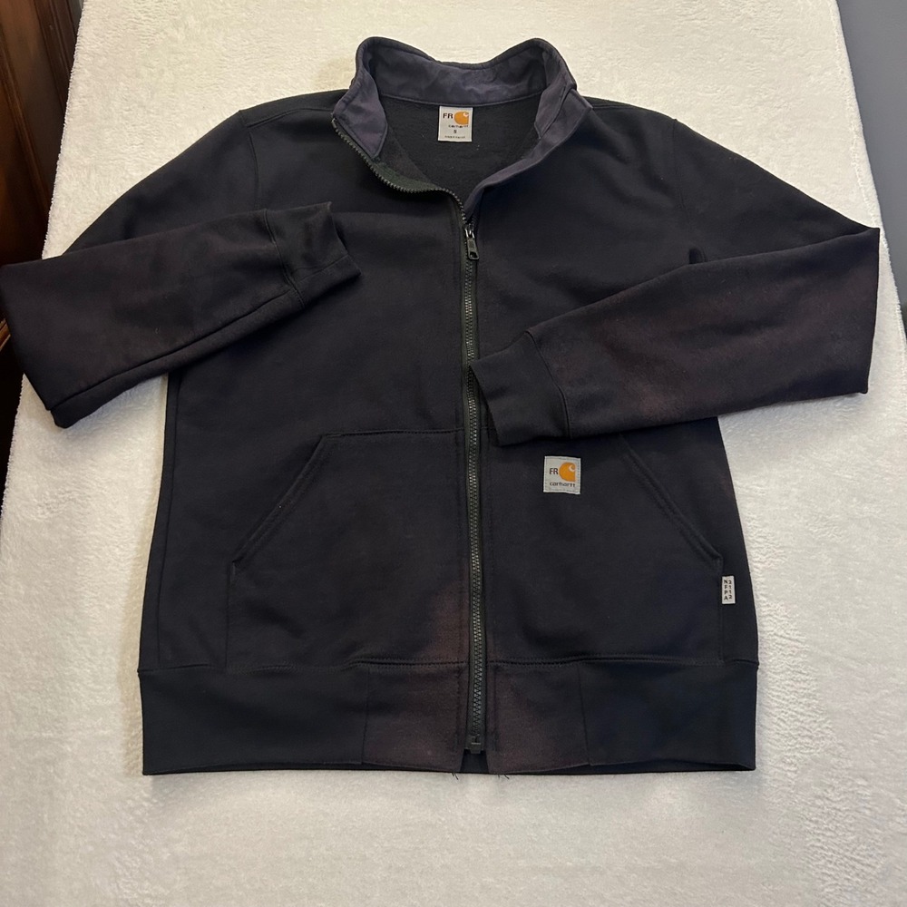 Carhartt FR Flame Resistant Zip Jacket Sweatshirt Men S Navy NFPA 2112 101247 - Picture 2 of 12